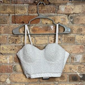 Elegant White Pearl Embellished Women's Top